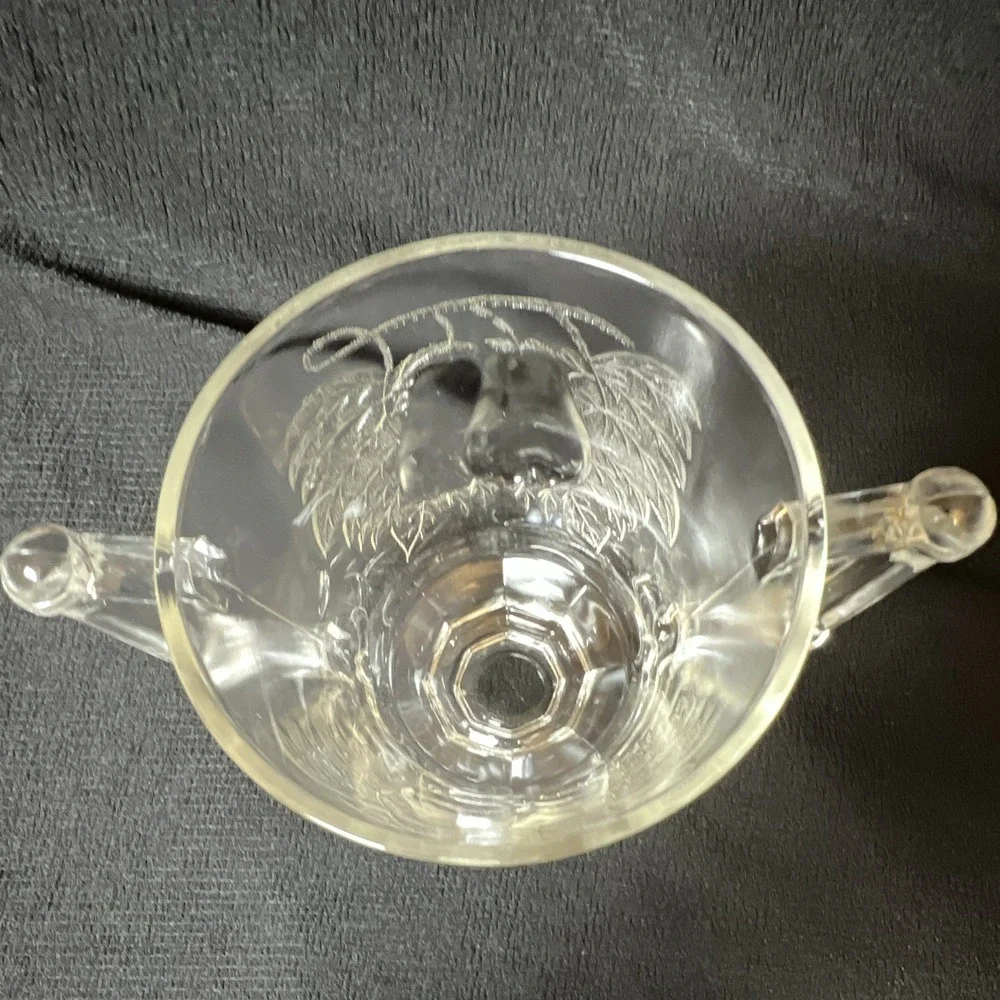 Vintage Jeanette Glass Baltimore Pear Clear Footed Sugar Bowl Double Handled